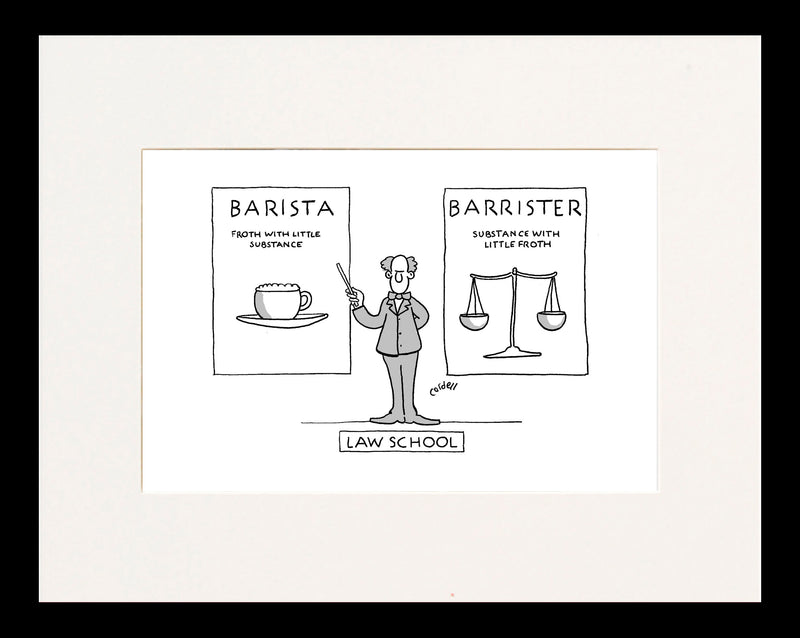 Barista vs Barrister Cartoon Print