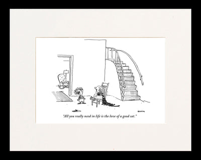 The Love of a Good Cat Cartoon Print