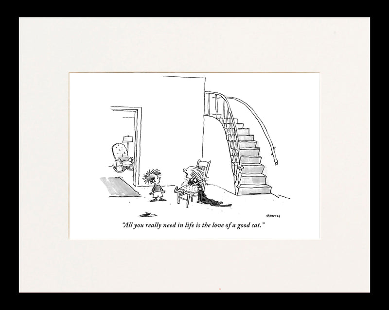 The Love of a Good Cat Cartoon Print