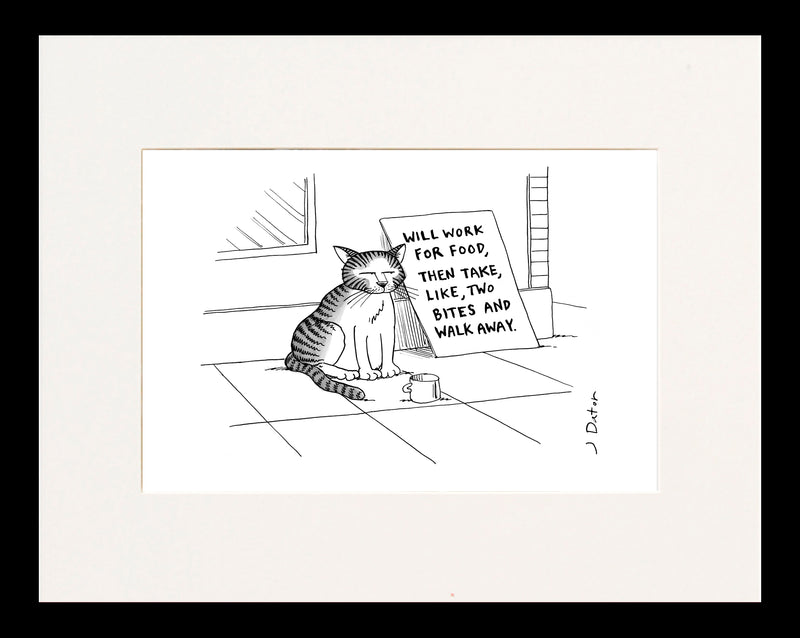 Will Work For Food Cartoon Print