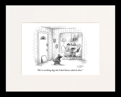 He's a Working Dog Cartoon Print