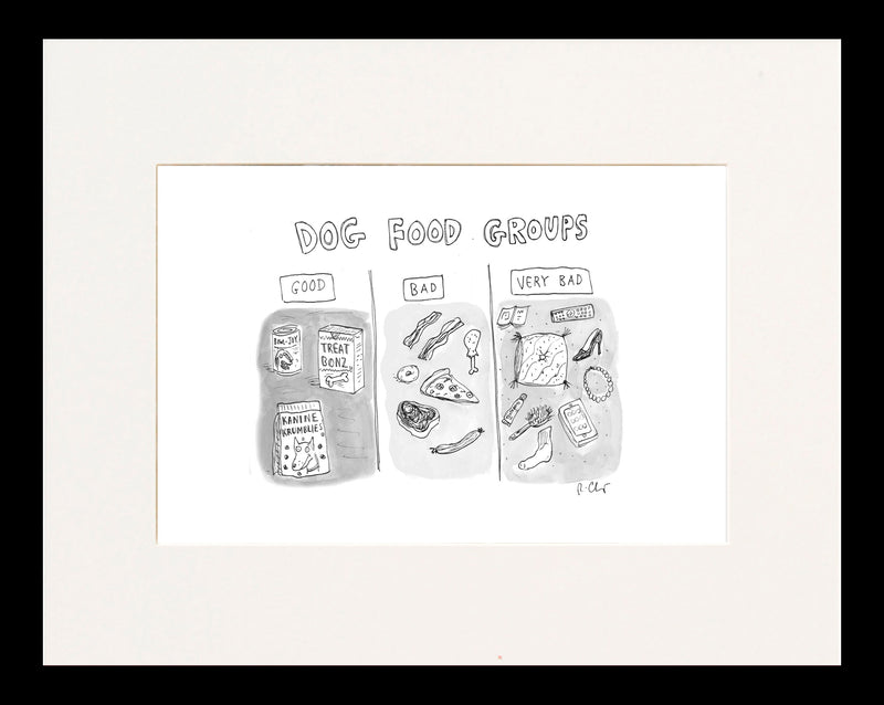 Dog Food Groups Cartoon Print