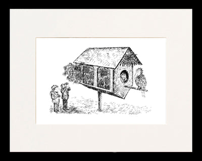 Bird House-plants Cartoon Print