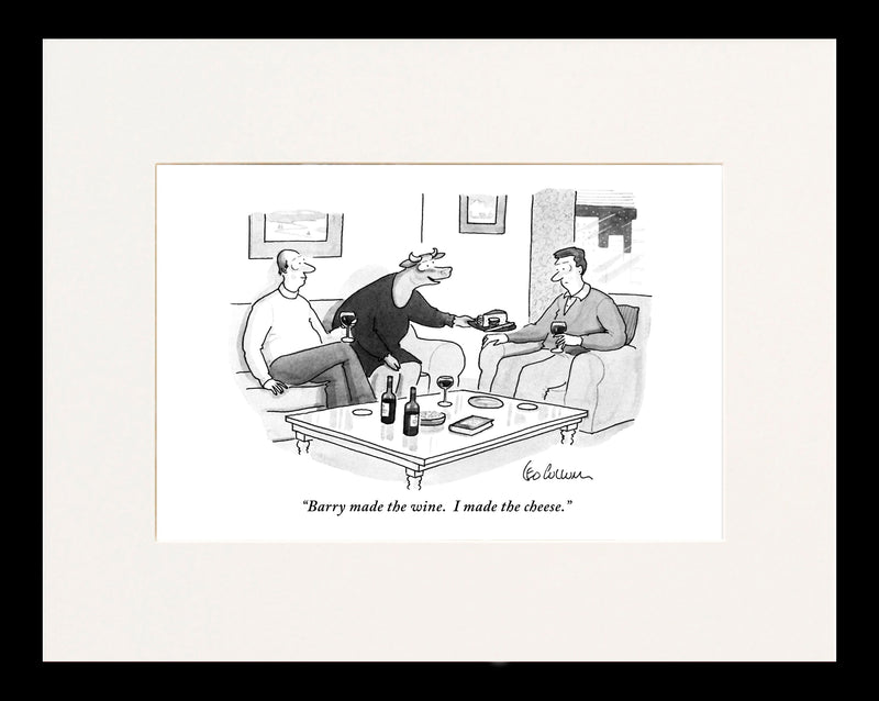 Wine and Cheese Cartoon Print