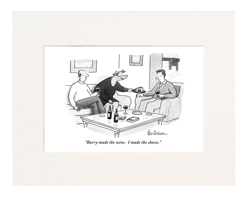 Wine and Cheese Cartoon Print