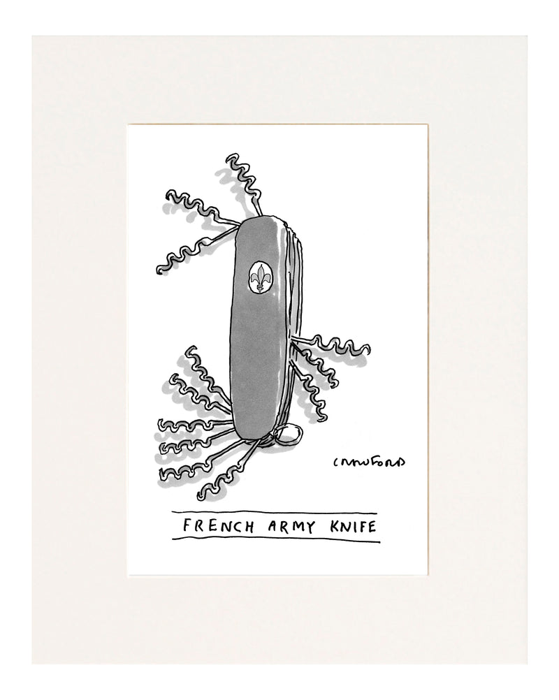 French Army Knife Cartoon Print