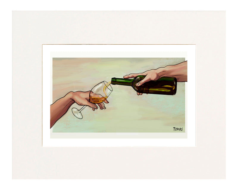 Creation of White Wine Cartoon Print