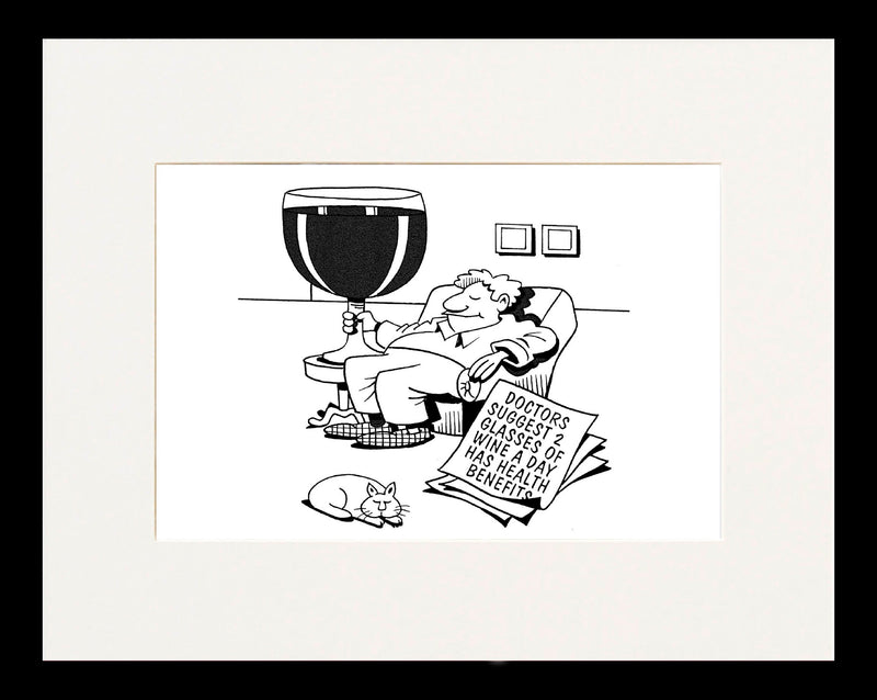 Doctors Suggest 2 Glasses of Wine Cartoon Print